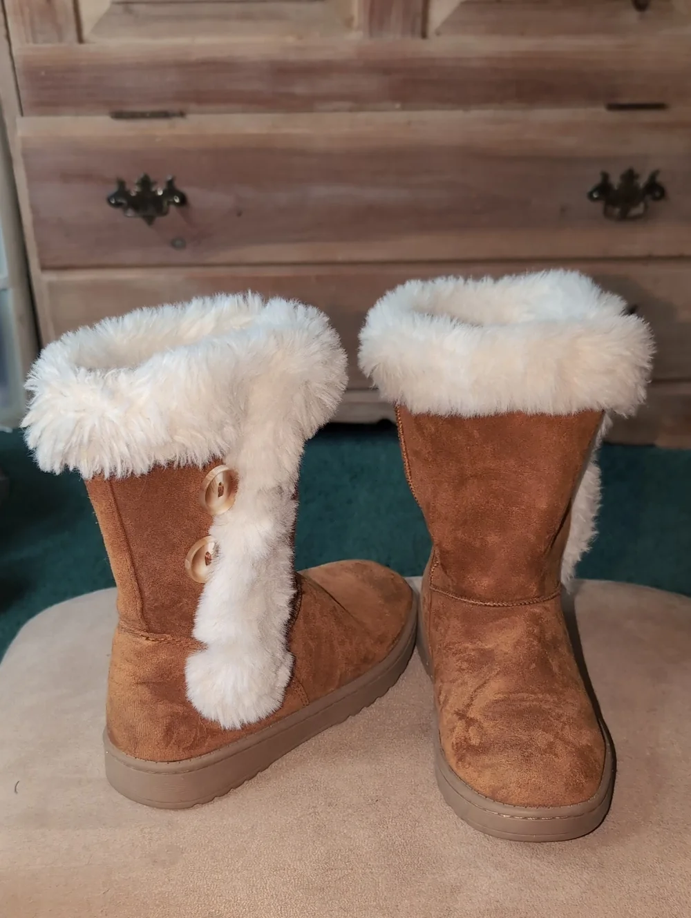 Girl’s Faux Fur Lined Tan Winter Boots